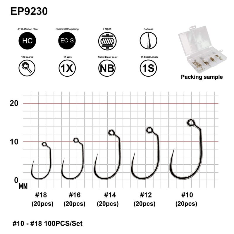 Eupheng Prime Assortment Barbless Fly Fishing Hooks Dry Wet Nymph Streamer Caddis Shrimp Pupea Jig Collection High Carbon Competition - Image 3